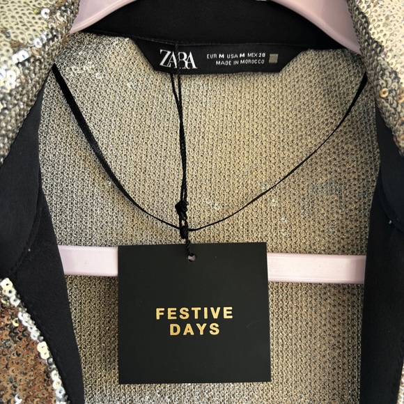 Zara Festive Days Silver Sequence Top Size Medium - Picture 2 of 9